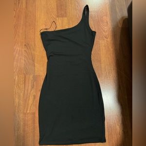 Naked Wardrobe one shoulder dress BLACK